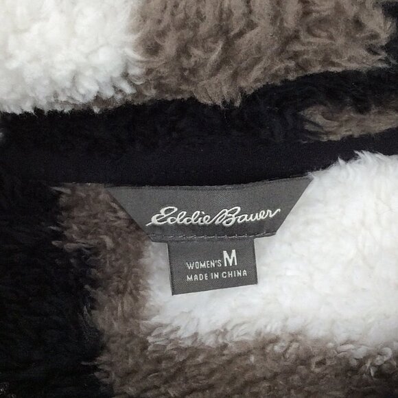 Eddie Bauer Womens Ultra Soft Sherpa Fleece 1/4 Zip Pullover Medium Black Camo - Picture 5 of 12